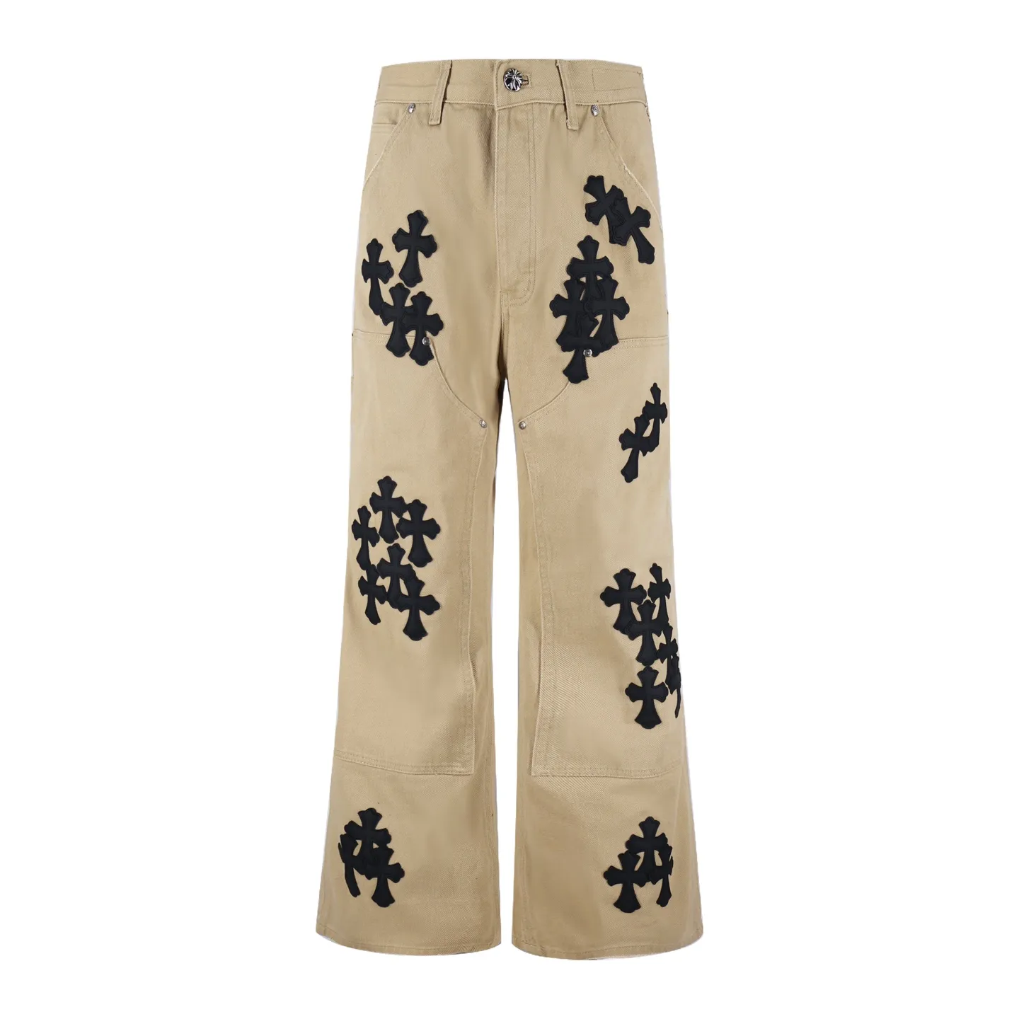 🅿️760 [Exclusive supply] CH Crow Heart Work Jeans are made of twill high-ounce washed denim fabric, exclusive CH-specific logging overalls style (non-Levis Vintage) custom-woven and dyed fabric, and the two-color cross is cowhide + sheepskin (all leather imported from Italy is custom-dyed separately, with consistent texture and no color difference). The stitch length, thread color, and wiring of the car are exactly the same. The inner lining is jacquard, with embroidery on the waist, 925 silver hardware, and heavy-duty washing and manual polishing. Size:30-32-34-36